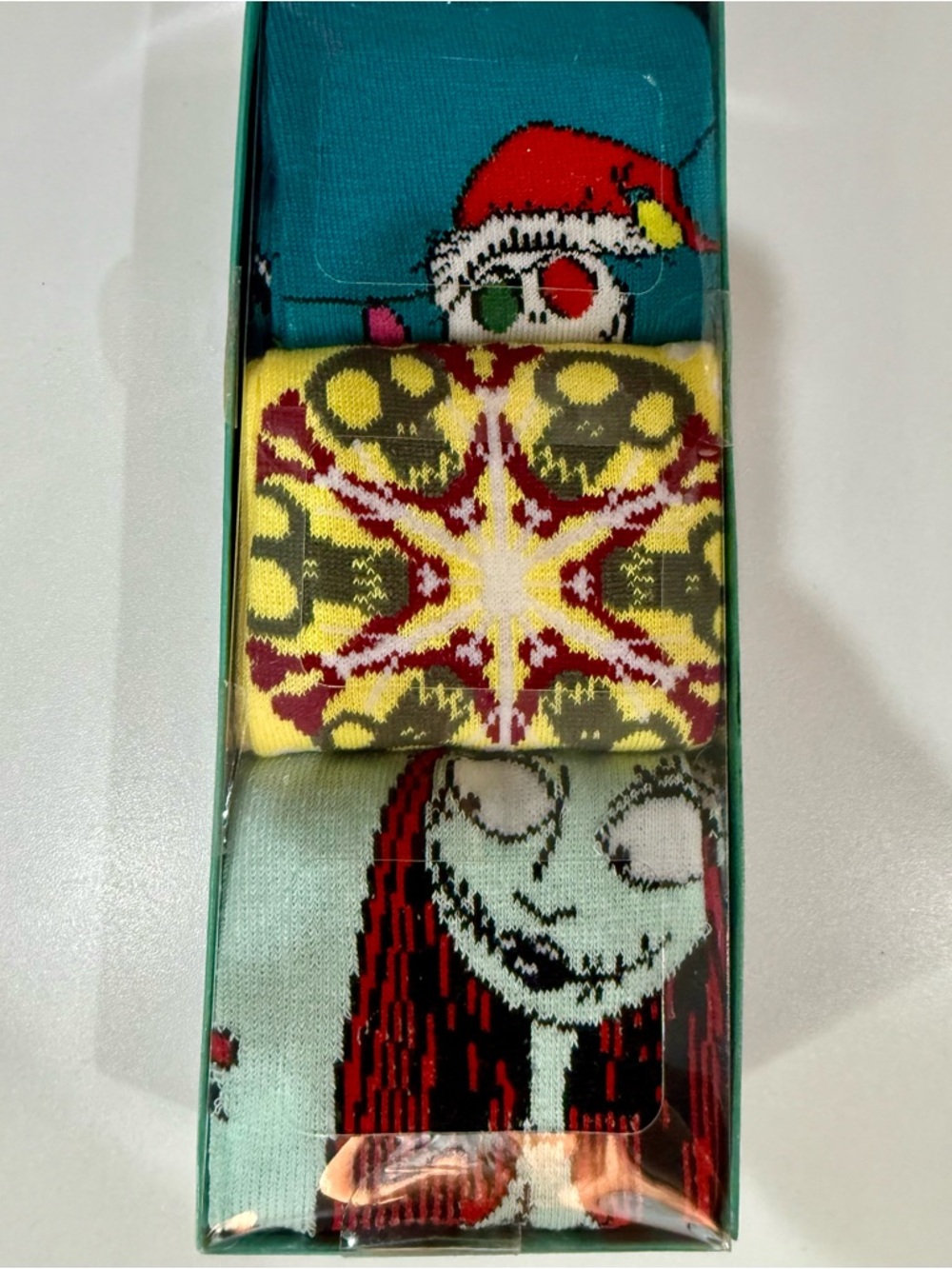 Holiday Nightmare Before Christmas Crew Socks - Teal, Yellow, Mint